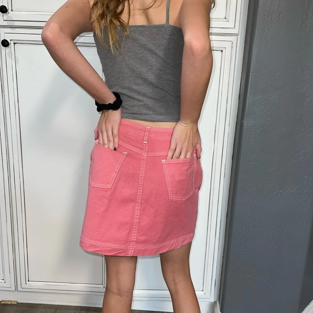 Vintage GAP pink rose mini button up skirt 80s 90s back to school 8 - Picture 6 of 8